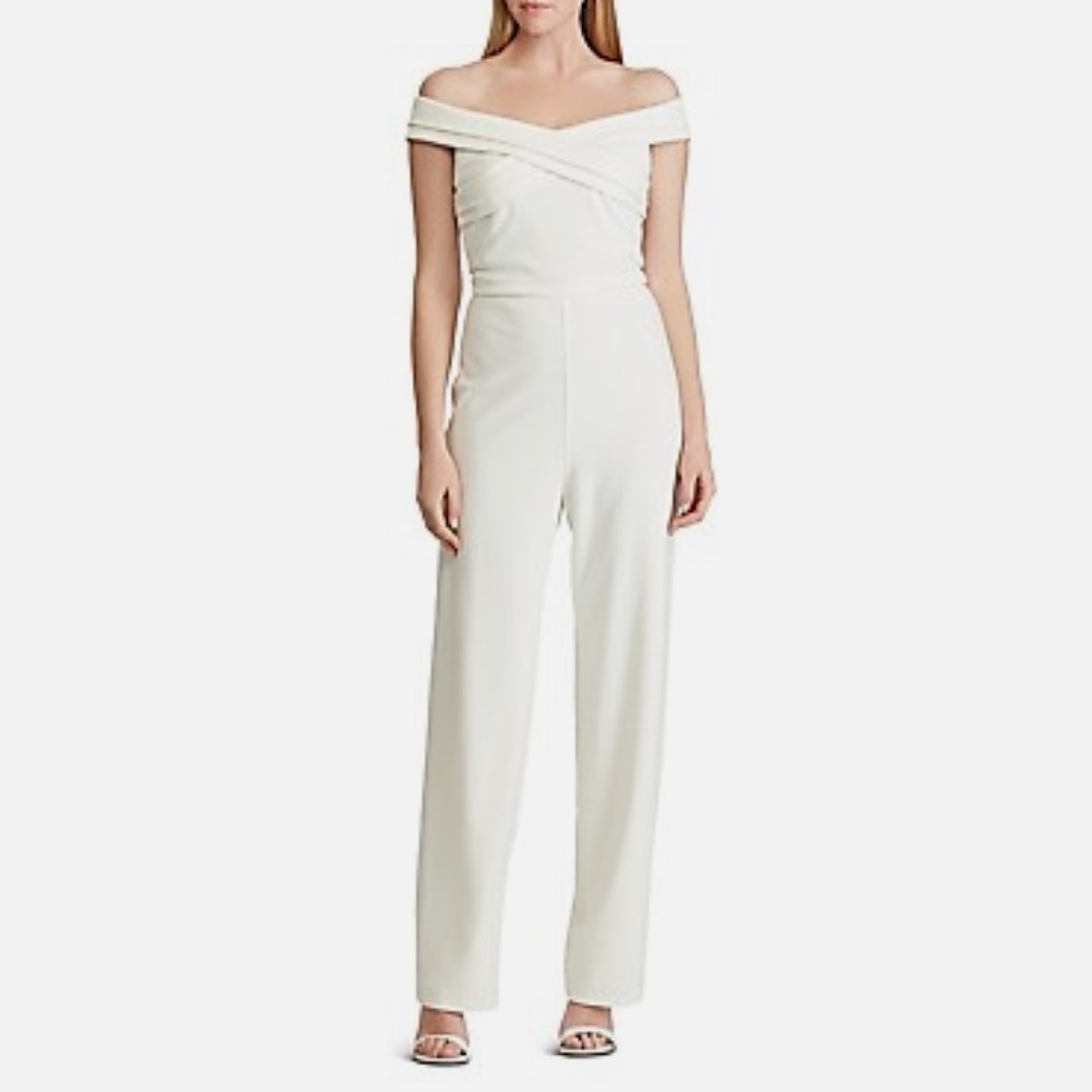 Ralph Lauren Elegant Cream Off The Shoulder 
Evening/Cocktail Jumpsuit
New